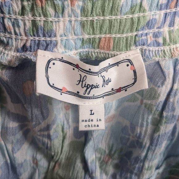 Hippie Rose Crop Cami Printed Smocked Ivory Floral NWT Juniors Large HS2W11268 - Picture 4 of 7